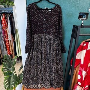 Rosey Tomato Black and Brown Patterned Dress